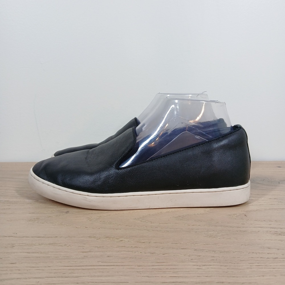Birdies Flats Women 8.5 Black Leather Slip On Loafer Minimal Workwear Academia